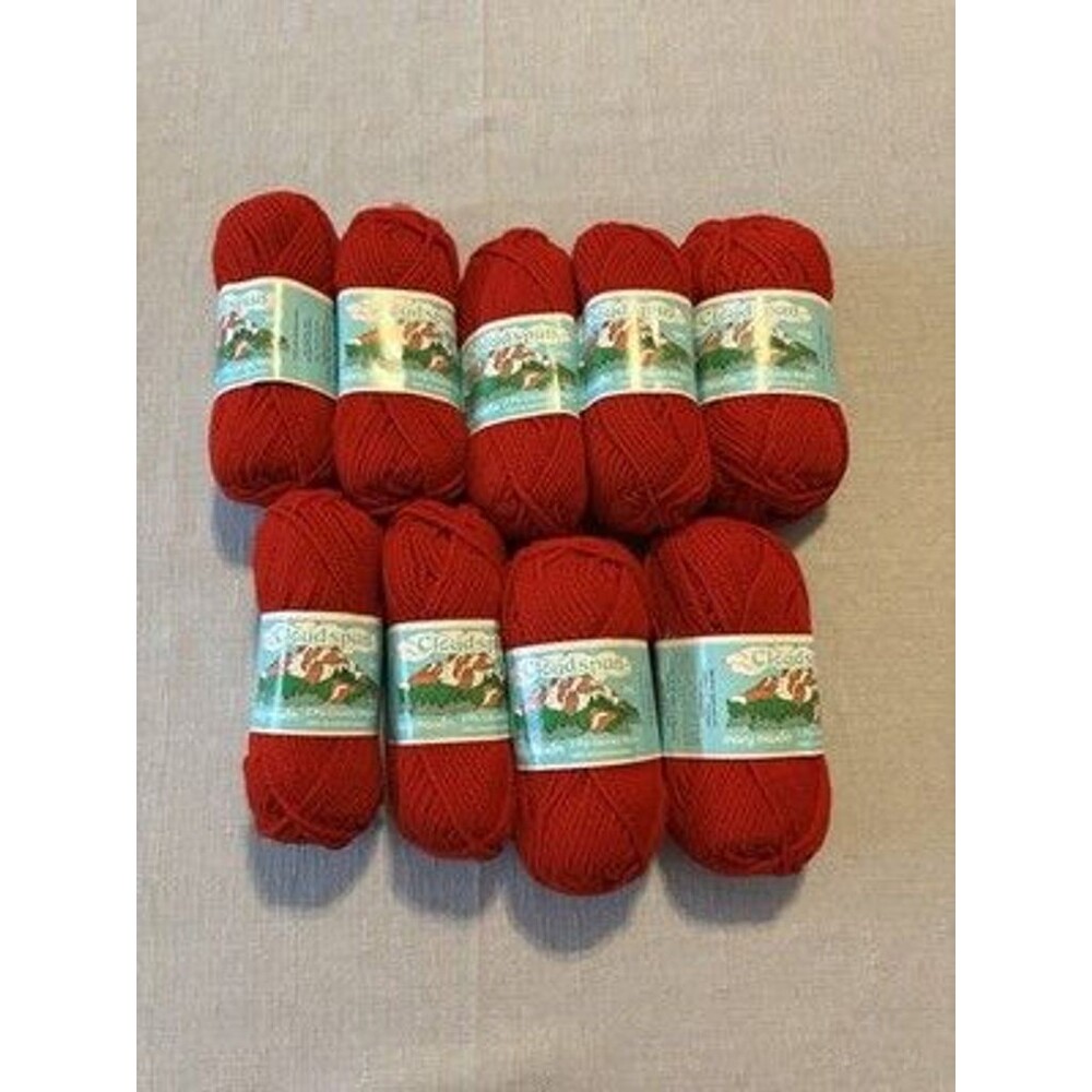 Lot 9 Mary Maxim Red Chunky Weight Cloudspun 100% Acrylc Yarn 75 yds ea 1.75 oz
